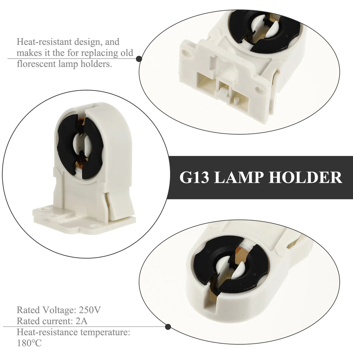 support ampoule g13 blanc moderne fixations lampe maison tube fluorescent t8 g13 holder