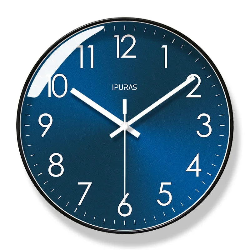 horloge murale moderne aiguille quartz bleu blanc visage unique opale salle manger salon decoration