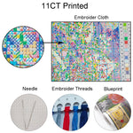 toile broder moderne abstraite couleurs fluides opaque éco coton aiguille fils kit broderie