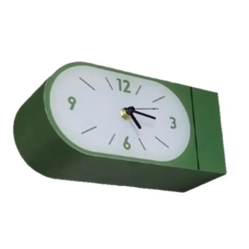 horloge murale moderne minimaliste vert orange noir cadran aiguilles simple salon decoration