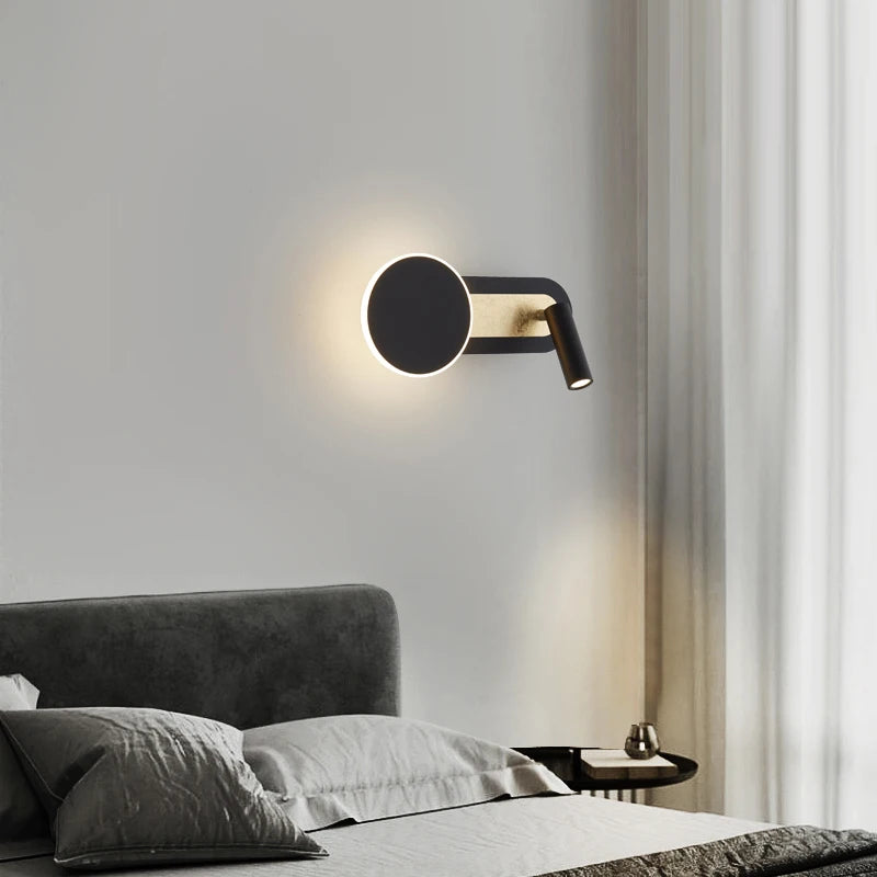 lampe murale moderne blanc noir éclairage circulaire faisceau lumineux minimaliste chambre salon