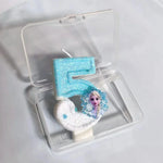 bougies anniversaire forme chiffres frozen elsa glitter bleu blanc decorative thème