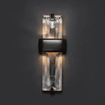applique murale moderne verre texturé noir ambré transparent inclusion bulle fixée led