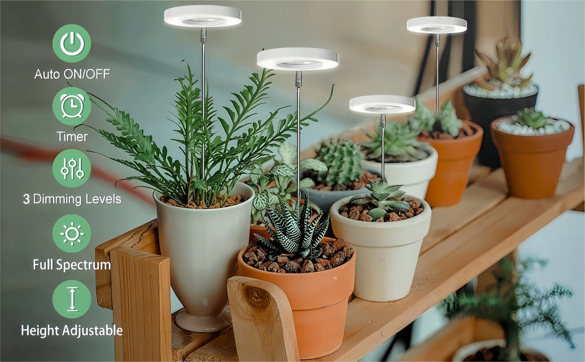 lampe led croissance plante hauteur réglable blanc noir moderne télécommande USB
