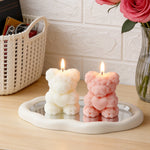 bougies parfumées forme nounours parfum rose couleur violet rouge blanc aromathérapie