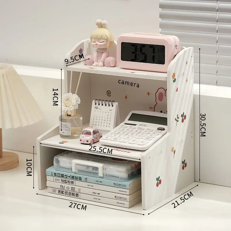 rangements kawaii blanc rose gris vert tiroirs transparents figurines décoratives minimaliste