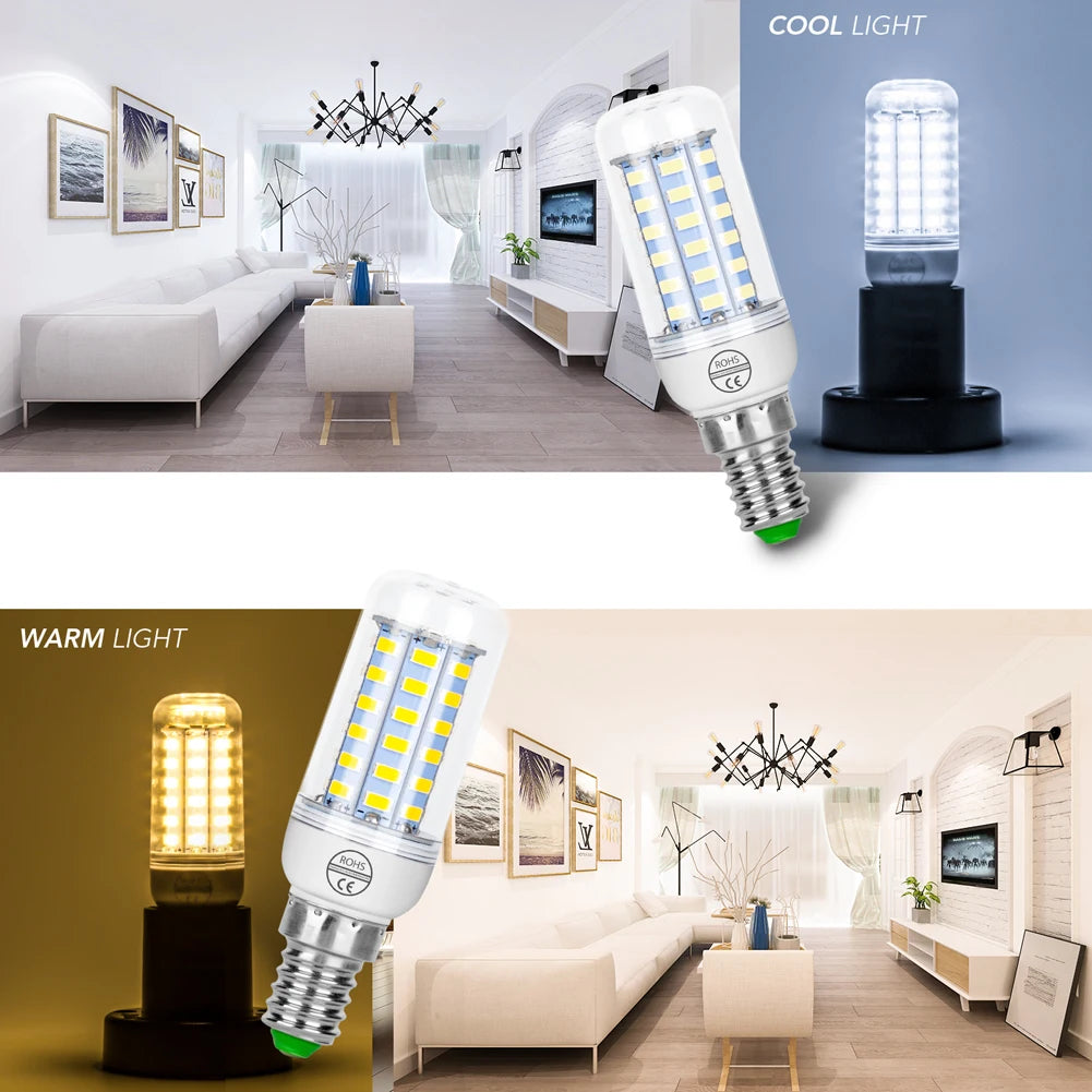 ampoule led barre grains maïs blanc moderne e14 e27 2700k 6500k 24leds 48leds 72leds