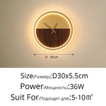 applique murale moderne horloge LED contemporain éclairage quotidien noir doré fixée mur