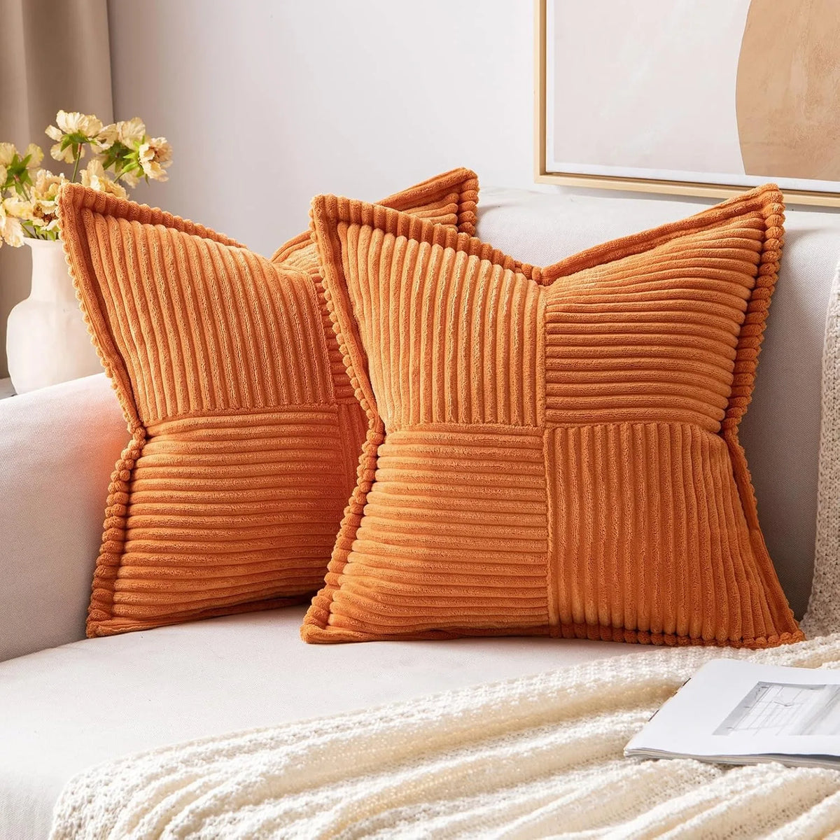 housse coussin velours côtelé rayé beige coussin support lombaire sieste lit classique polyester coton