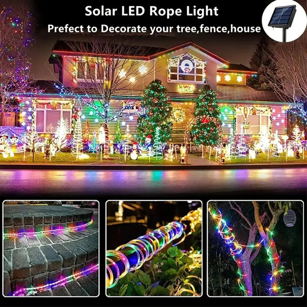 guirlande lumineuse led multicolore moderne 32m 300leds extérieure solar ip65