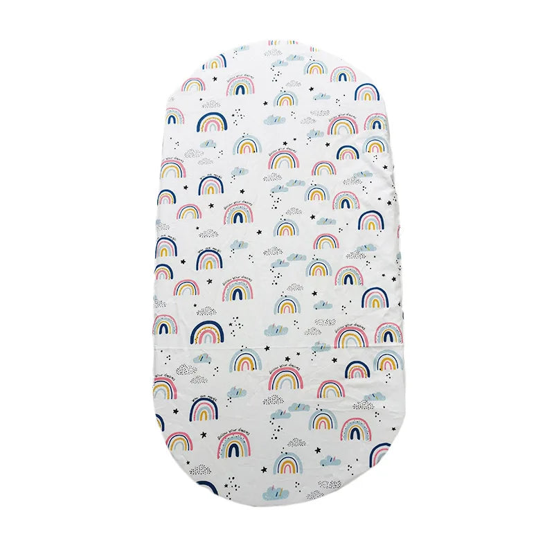 drap housse bébé 1ans coton quatre saisons motifs animaux arcs ciel étoiles blanc cassé