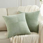 housses coussin polyester rayées modernes non toxiques opaques couleur beige marronclair blancvertmarine chambre