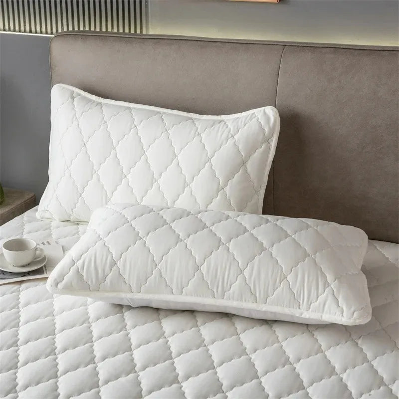 taies d'oreiller patchwork gris clair moderne imperméables respectueuses environnement polyester 300 fils geometrique maison