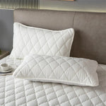taies d'oreiller patchwork gris clair moderne imperméables respectueuses environnement polyester 300 fils geometrique maison