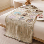 couverture coton animaux motifs douce bébé enfant jacquard absorbante multifacteurs rose gris blanc