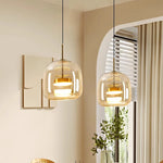 suspension lumineuse moderne transparente dorée câble noir alliage led dimmable certification rohs flux luminescent