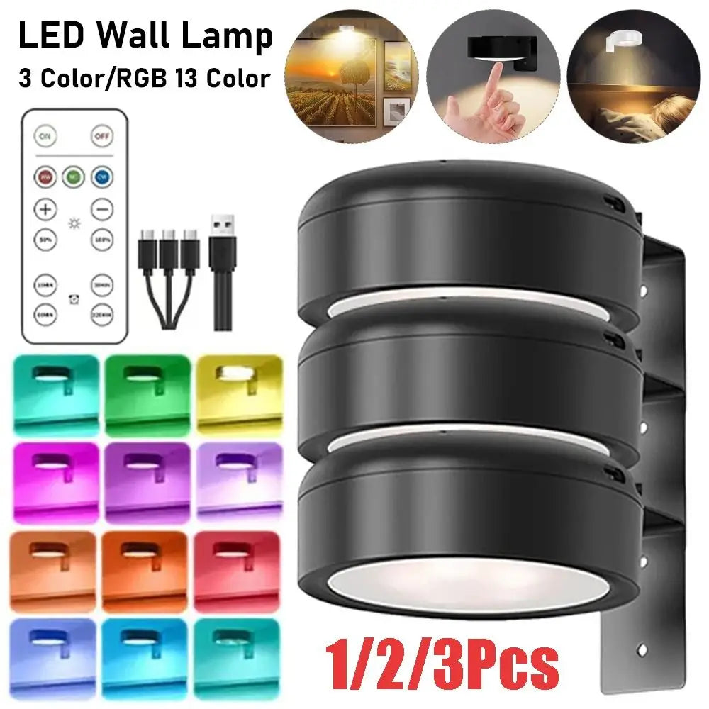 lampe murale led noire rechargeable sans fil adhésive télécommande câble usb moderne intangible économique