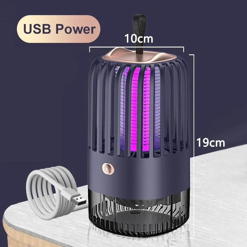 lampe anti moustiques rechargeable violet noir transparent moderne piège insectes usb chambre coucher