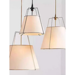 Suspension lumineuse moderne conique blanche dorée haut bas tissu opaque e27