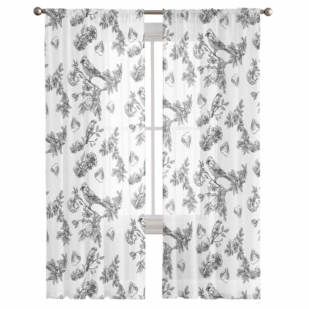 Rideaux imprimés avec motif de fleurs et oiseaux, parfaits pour apporter une touche élégante et naturelle à votre intérieur. Design raffiné et romantique, idéal pour le salon ou la chambre. Faciles à installer, ces rideaux décoratifs ajoutent une ambiance apaisante à tout espace. Accessoire de décoration incontournable pour un style chic et intemporel.