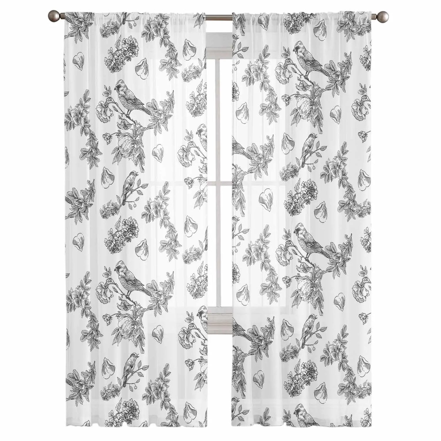 Rideaux imprimés avec motif de fleurs et oiseaux, parfaits pour apporter une touche élégante et naturelle à votre intérieur. Design raffiné et romantique, idéal pour le salon ou la chambre. Faciles à installer, ces rideaux décoratifs ajoutent une ambiance apaisante à tout espace. Accessoire de décoration incontournable pour un style chic et intemporel.