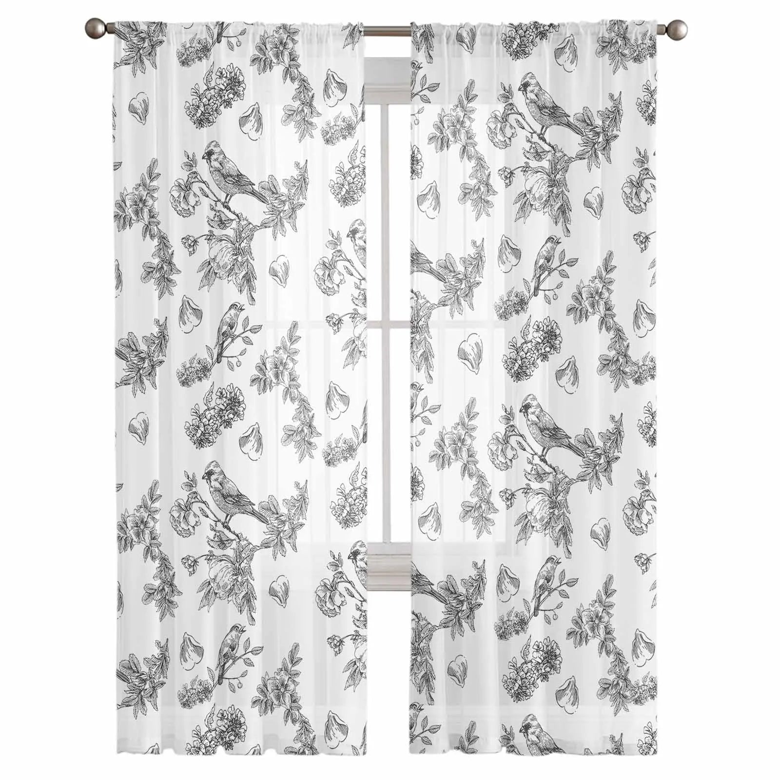 Rideaux imprimés avec motif de fleurs et oiseaux, parfaits pour apporter une touche élégante et naturelle à votre intérieur. Design raffiné et romantique, idéal pour le salon ou la chambre. Faciles à installer, ces rideaux décoratifs ajoutent une ambiance apaisante à tout espace. Accessoire de décoration incontournable pour un style chic et intemporel.
