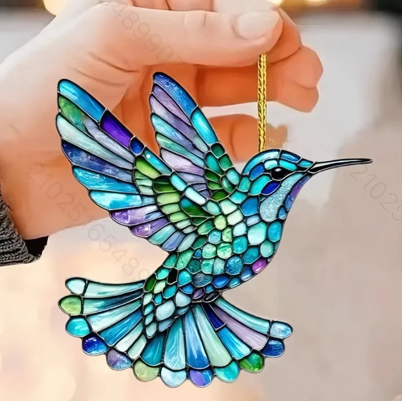 colibri suspendu mosaïque artisanale couleurs vives intérieur décoration ornement maison chambre