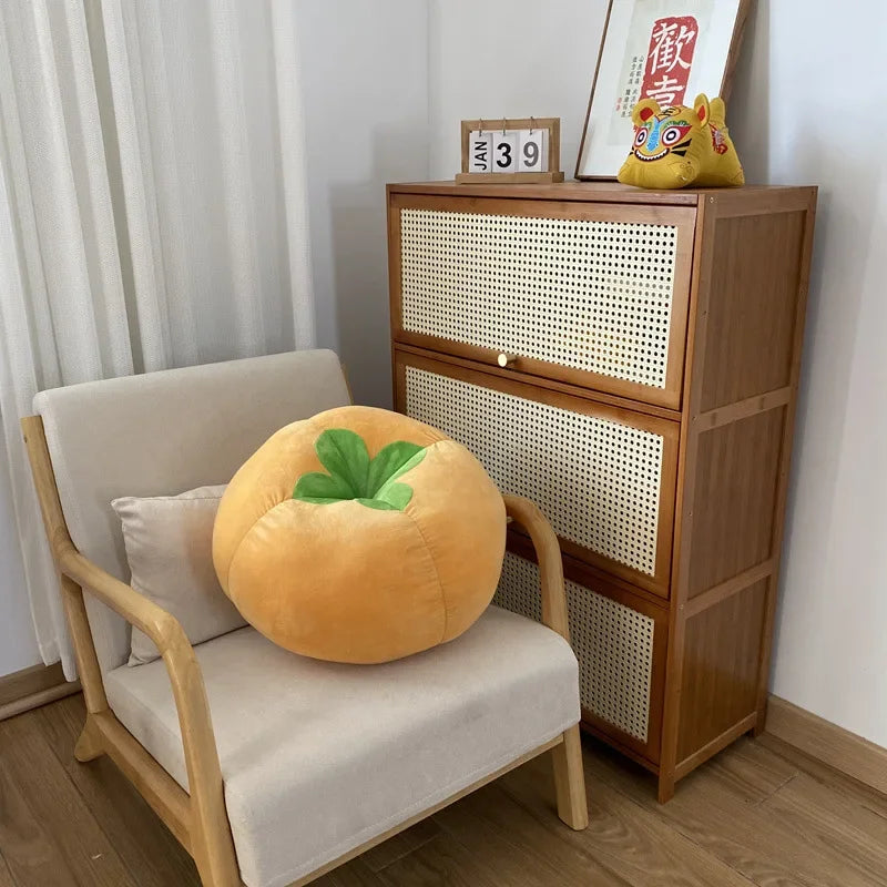 coussin décoratif moderne fruit orange rouge marron mousse mémoire forme tomate pomme noix coco