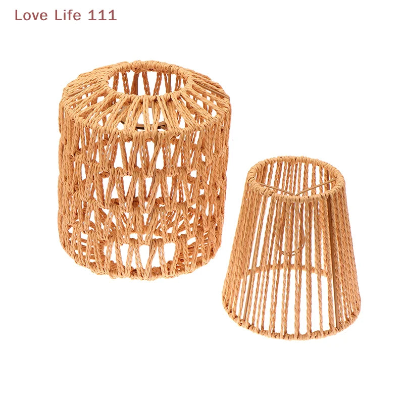 cache lampe boho tressé naturel rustique salon chambre opacité vintage tissé suspendu