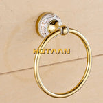 accessoires salle bain doré ornements floraux classique porte serviettes porte roulons fixations