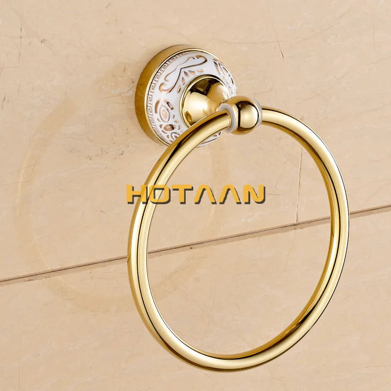 accessoires salle bain doré ornements floraux classique porte serviettes porte roulons fixations