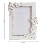 cadre photo résine blanc fleurs taches brunes strass classique 4x6 pouces adhésif