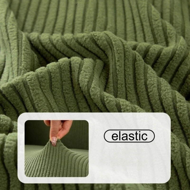 housse canapé polyestère vert olive rayures horizontales moderne adhésif lavable machine places