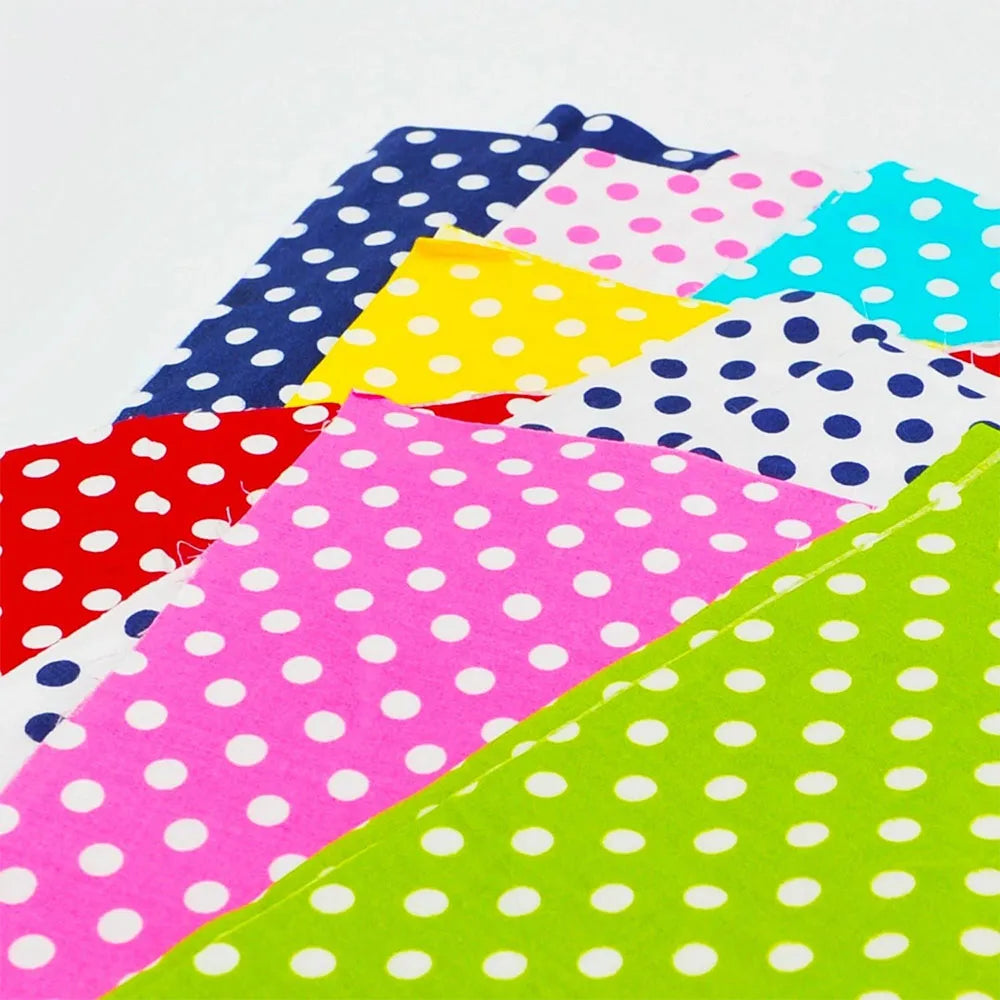tissu sergé 100% coton largeur 160cm imprimé pois moderne jaune vert bleu rose violet