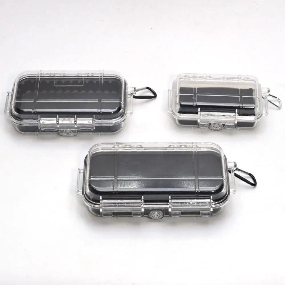boîtes rangement transparentes plastique intérieur noir pratique modernes boucle carabiner tapis bague protection