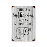 plaque décorative vintage humour texte grunge coeurs toilette blanc brun rouge