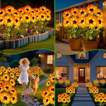 bouquet fleurs artificielles solaires jaune noir vert tournesol moderne extérieur piquet métallique panneau solaire