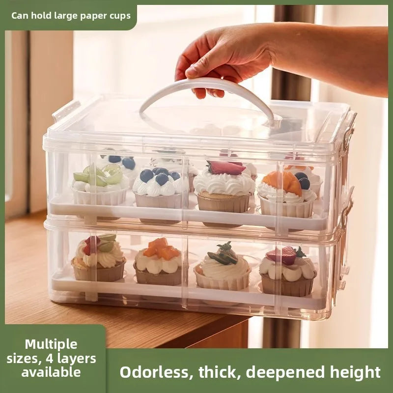 boîtes cupcakes transparentes plastique multi niveaux rotatives poignée détachable modernes