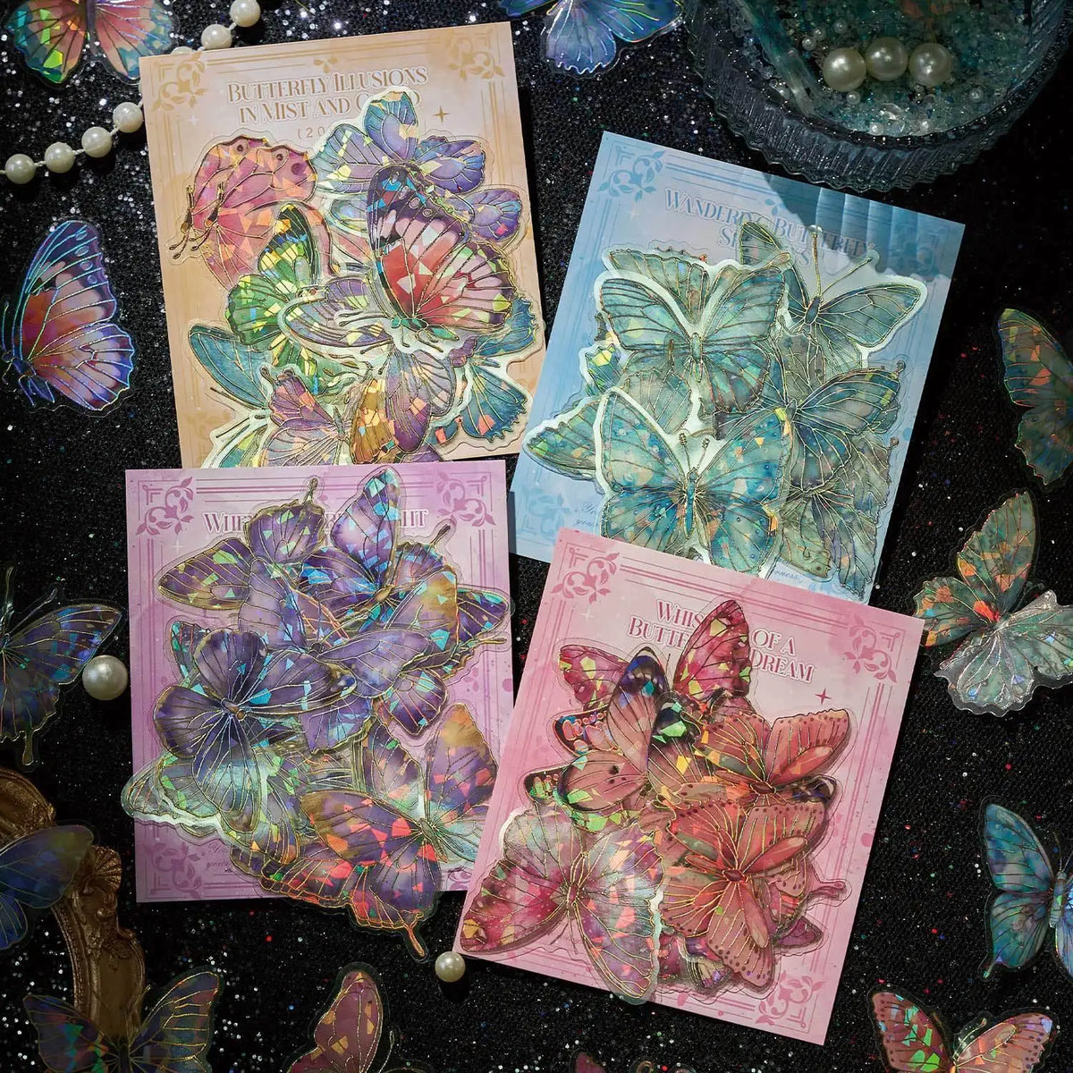 autocollants multicolores papillons iridescents semi transparents 3d floral 20 pièces scrapbooking journal decoration adhésifs
