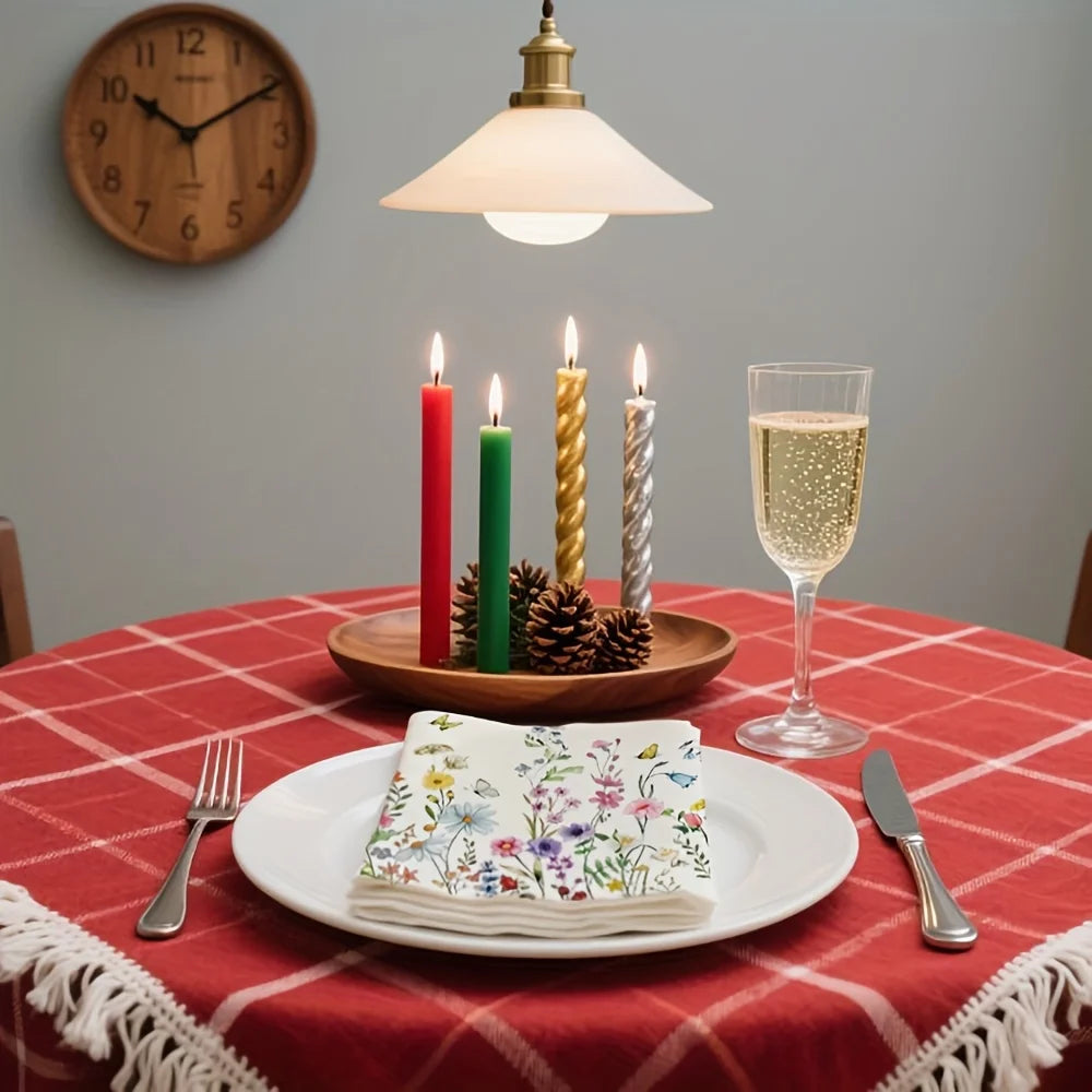 serviettes multicolores fleurs décoratives festives happy birthday anniversaire noël mariage transparentes table festive