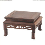 support décoratif bois sculpté marron classique traditionnel sans fixation pot thé holder