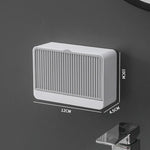 boîte savon moderne blanche rayée adhésive petite plante artificielle