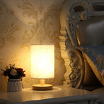 lampe table moderne abat jour lin bois naturel élégante chambre veilleuse éclairage led nordique