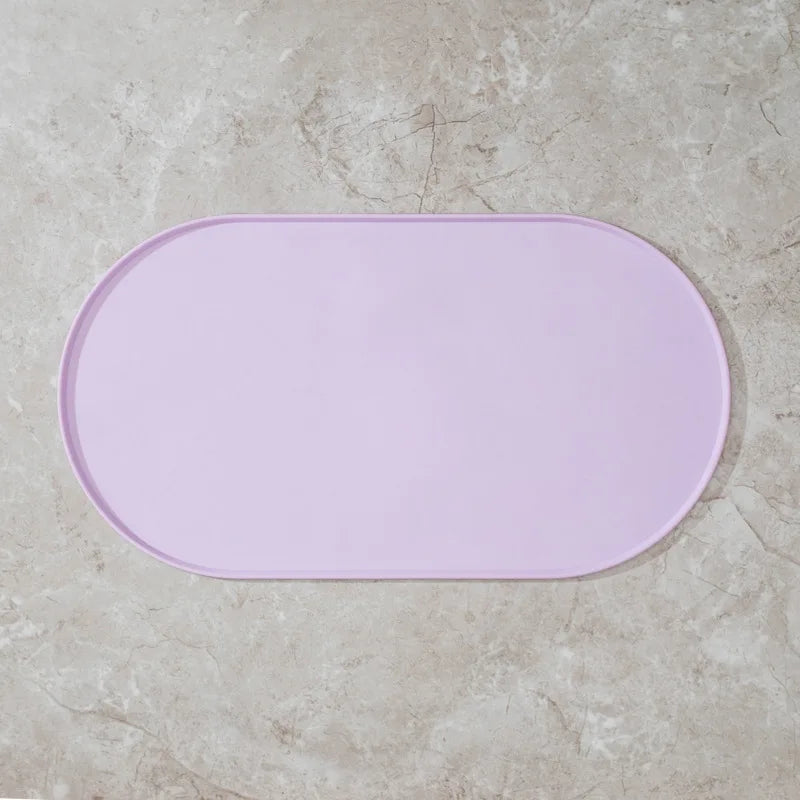 tapis alimentation antidérapant imperméable animal compagnie moderne rose clair assiettes opaques françaisachat