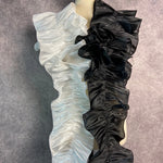 dentelle blanche noire plissée satinée élégante accessoire mode collier foulard 17cm