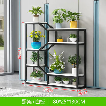 étagère modulaire métal bois industriel plantes d'intérieur pots fleurs blanc