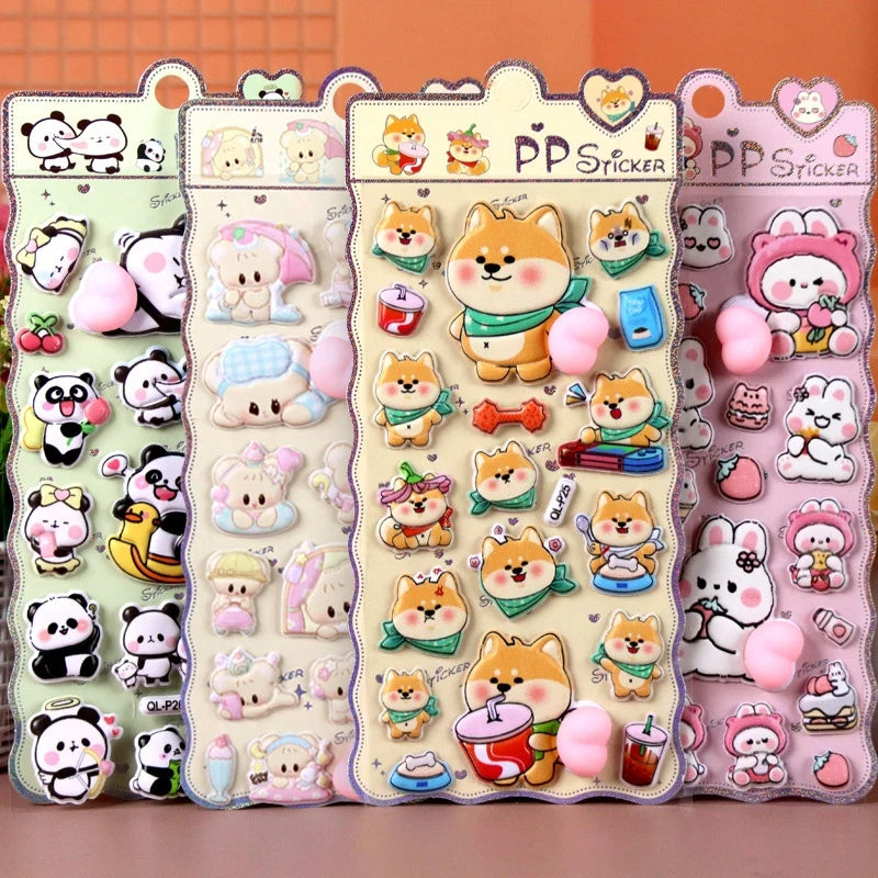 sticker 3d mignon dessins animaux multicolores anti stress scrapbooking coque téléphone portable guitar