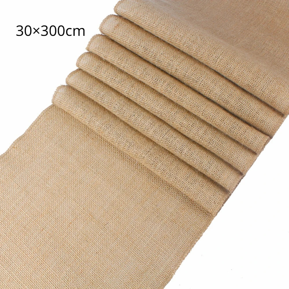 nappes table jute naturelle rustique beige marron blanc texture grossière événements mariage décoration chaises