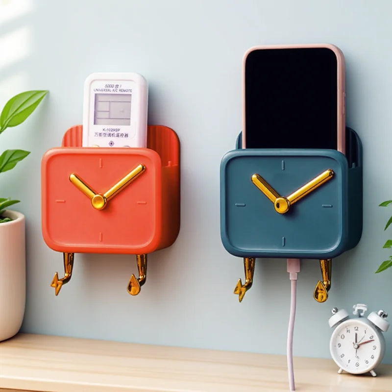 support mural moderne orange bleu multifonctionnel charge smartphone rangement chevet clé bijou cable usb