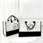 sac main toile blanc noir personnalisable logo respectueux environnement multifonctionnel moderne minimaliste poignées détachables
